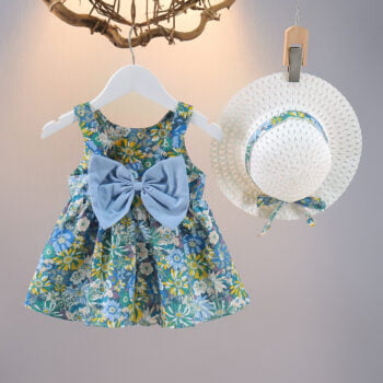 Summer Floral Dress with Hat for Girls